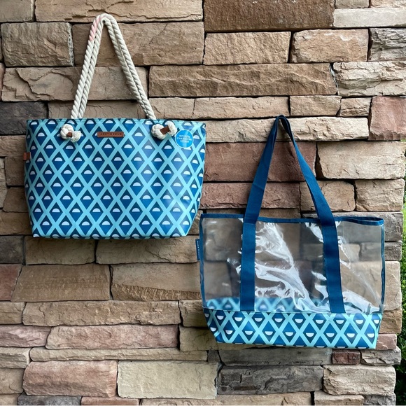 Attic Zone blue white cooler bag and beach bag tote Like New - Picture 1 of 15